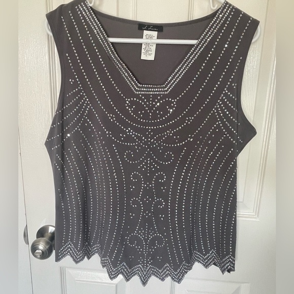 S. Levine Grey Sequin Top - Picture 1 of 4